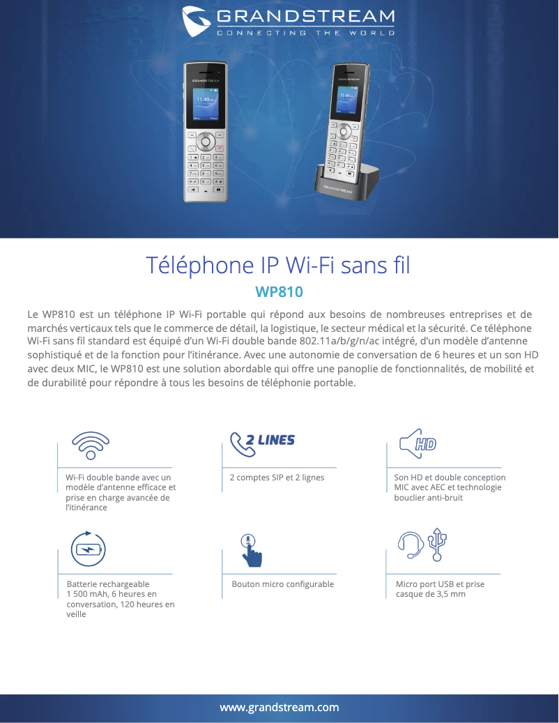 Page n°1 - Fiche technique Grandstream WP810