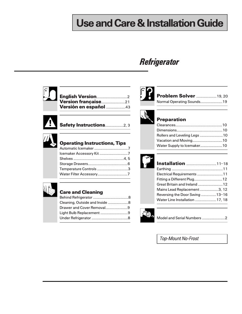 Página 1 del manual Manual de usuario GE Profile TPG21BRDWW
