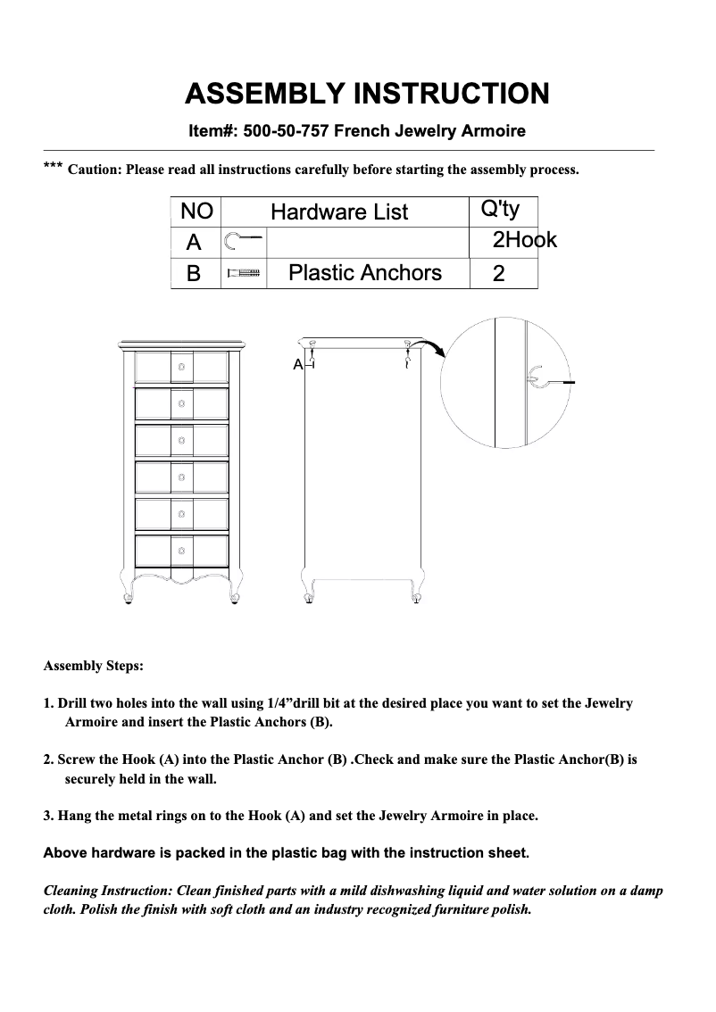 Page 1 de la notice Manuel utilisateur Hooker 500-50-757