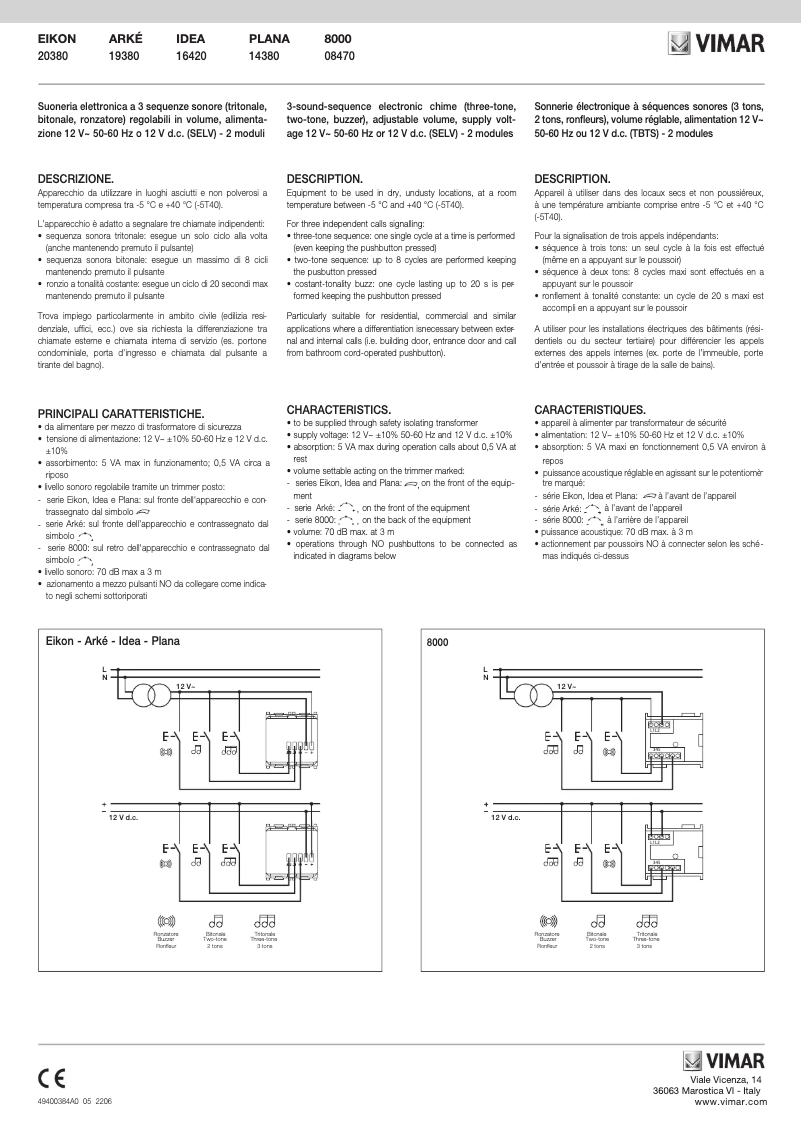 Page 1 de la notice Manuel utilisateur Vimar 20380.N