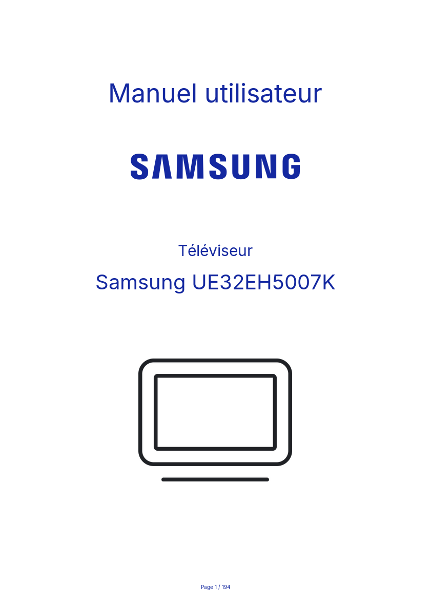 Page n°1 - Manuel utilisateur Samsung UE32EH5007K