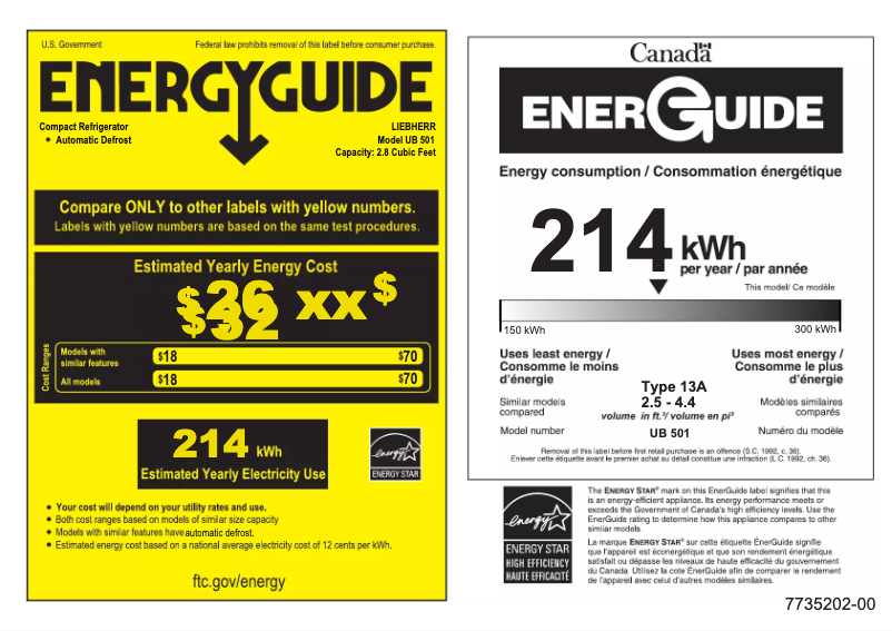 Page n°1 - Label énergétique Liebherr UB 501