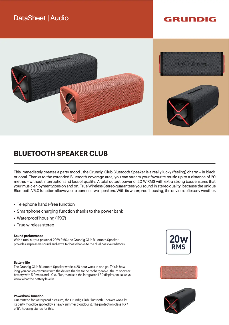 Page 1 de la notice Fiche technique Grundig GLR7762