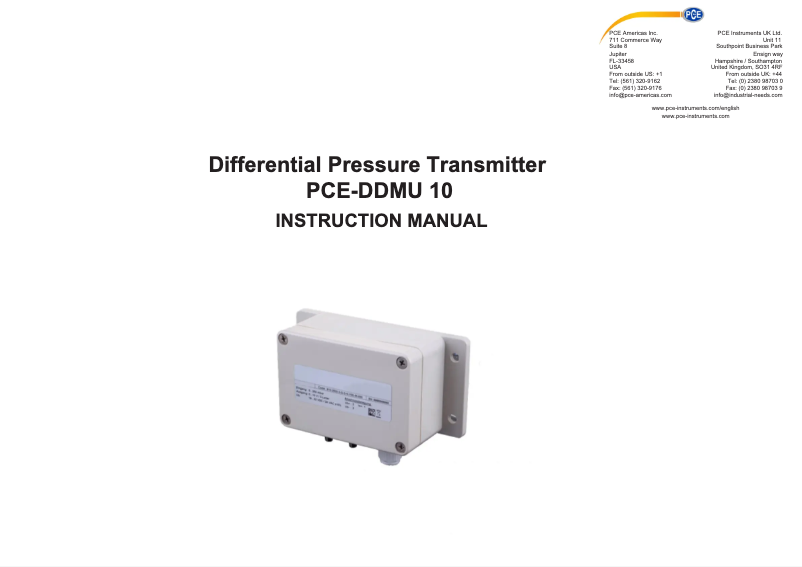 Page 1 de la notice Manuel utilisateur PCE Instruments PCE-DDMU 10