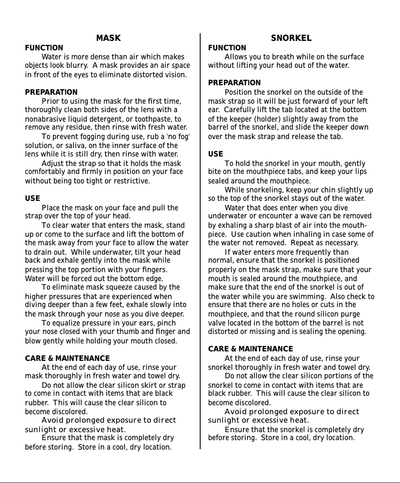 Page 1 de la notice Manuel utilisateur Oceanic Arid