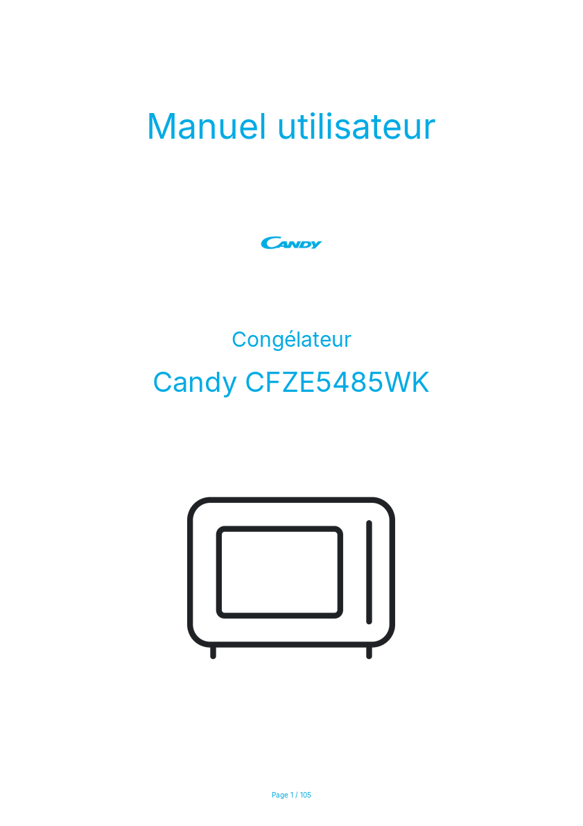 Page n°1 - Manuel utilisateur Candy CFZE5485WK