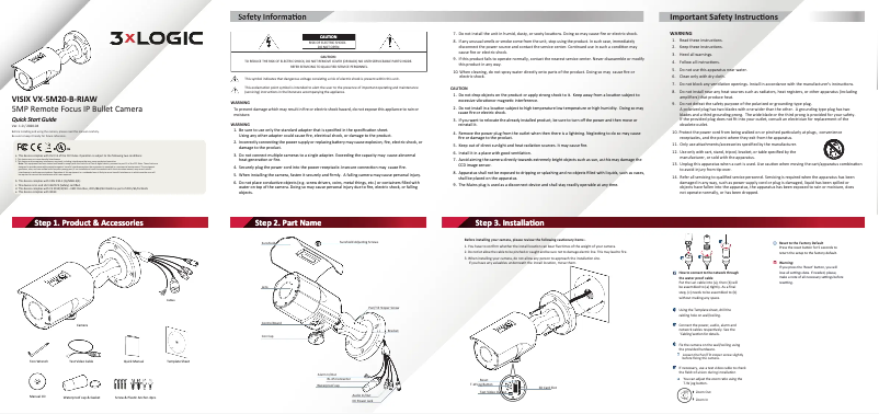 Page 1 de la notice Manuel utilisateur 3xLOGIC VX-5M20-B-RIAW