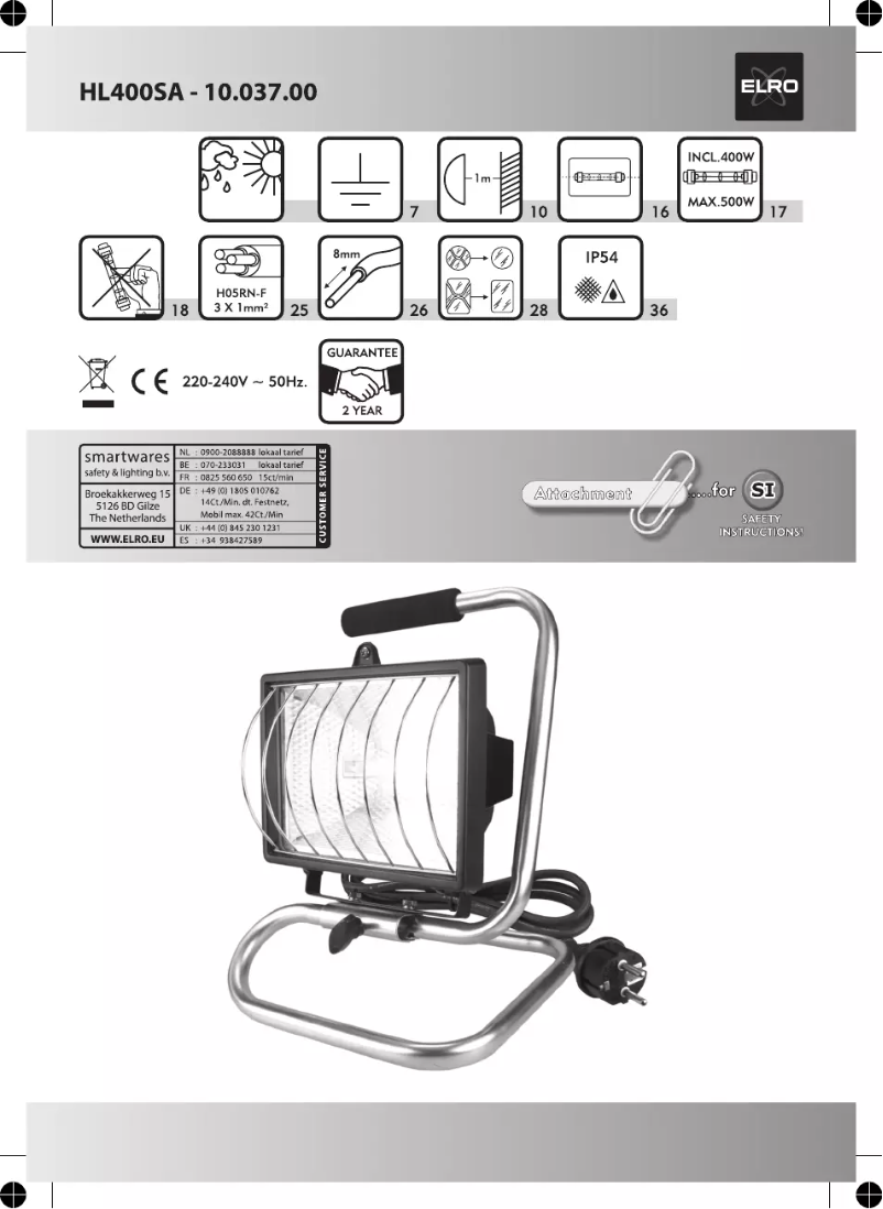Page 1 of the manual User Manual Elro HL400SA