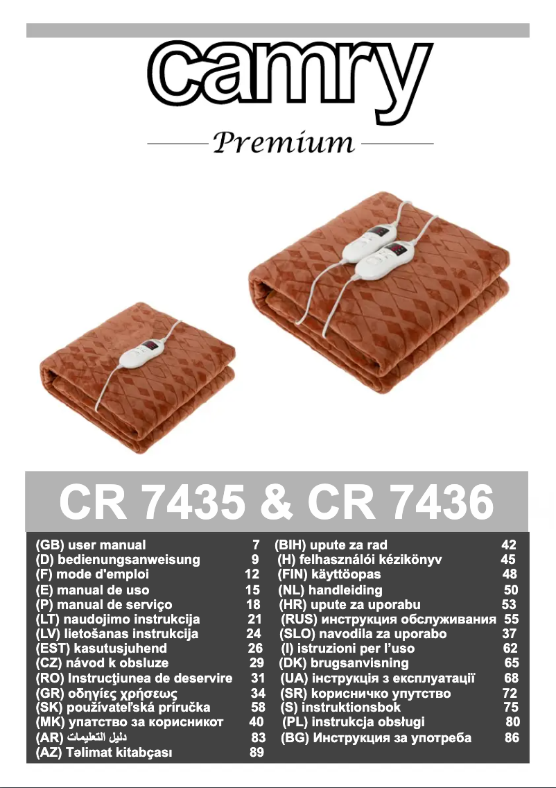 Page 1 de la notice Manuel utilisateur Camry CR 7436
