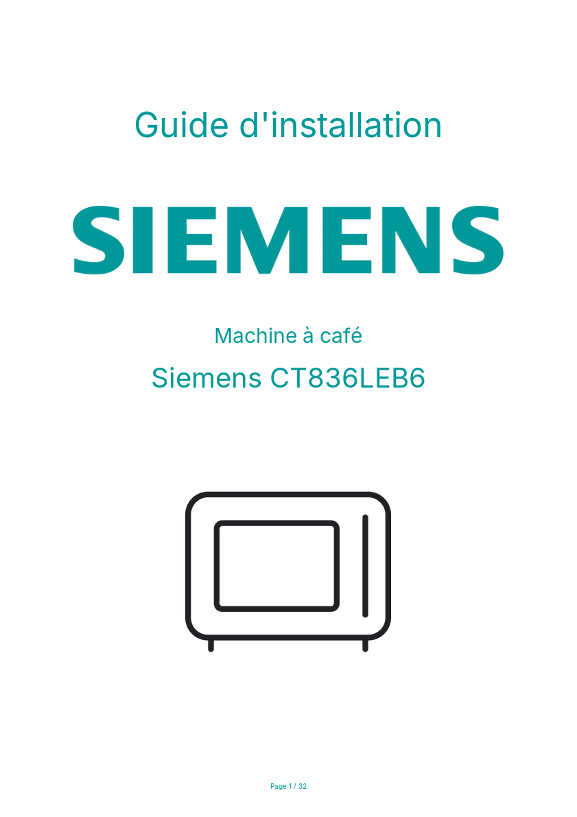 Page n°1 - Guide d'installation Siemens CT836LEB6