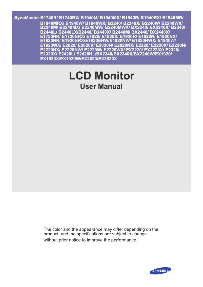 Page 1 de la notice Manuel utilisateur Samsung SyncMaster B2440