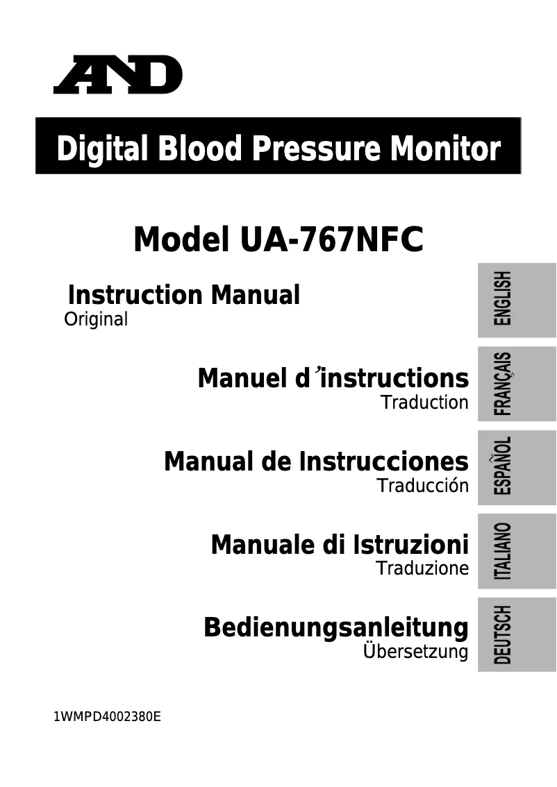Page 1 de la notice Manuel utilisateur A&D UA-767NFC