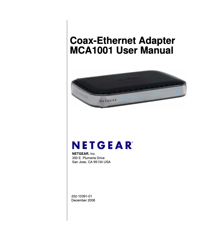 Page n°1 - Manuel utilisateur Netgear MCA1001v1