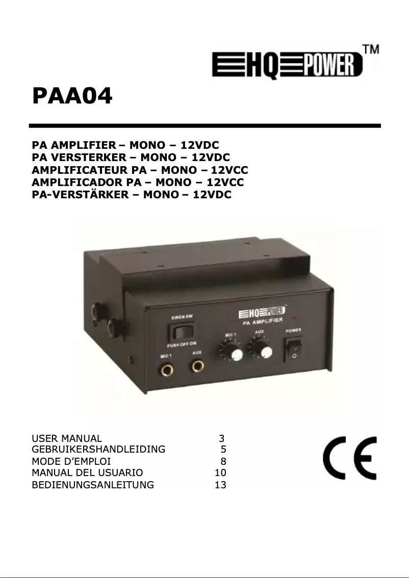 Image de la première page du manuel de l'appareil PAA04