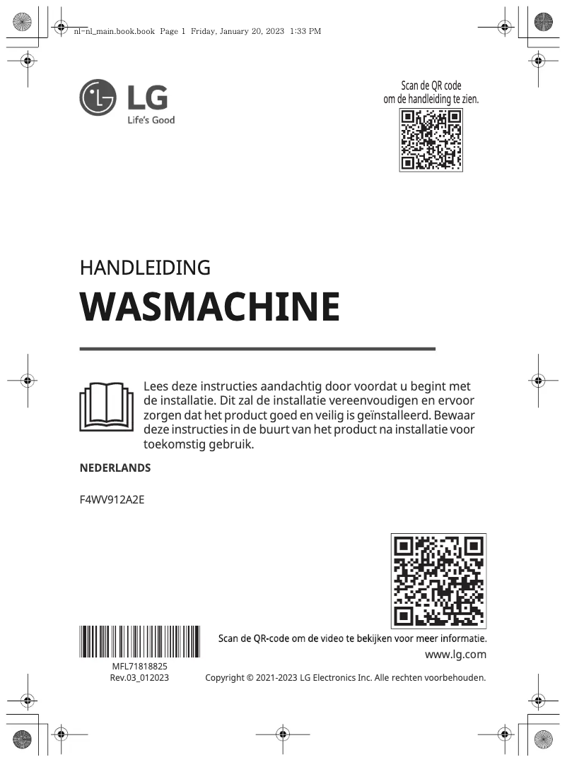 Page n°1 - Manuel utilisateur LG F4WV912A2E