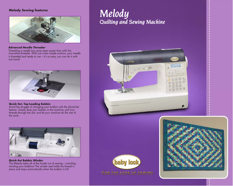 Page 1 de la notice Fiche technique Baby Lock BLMY Melody