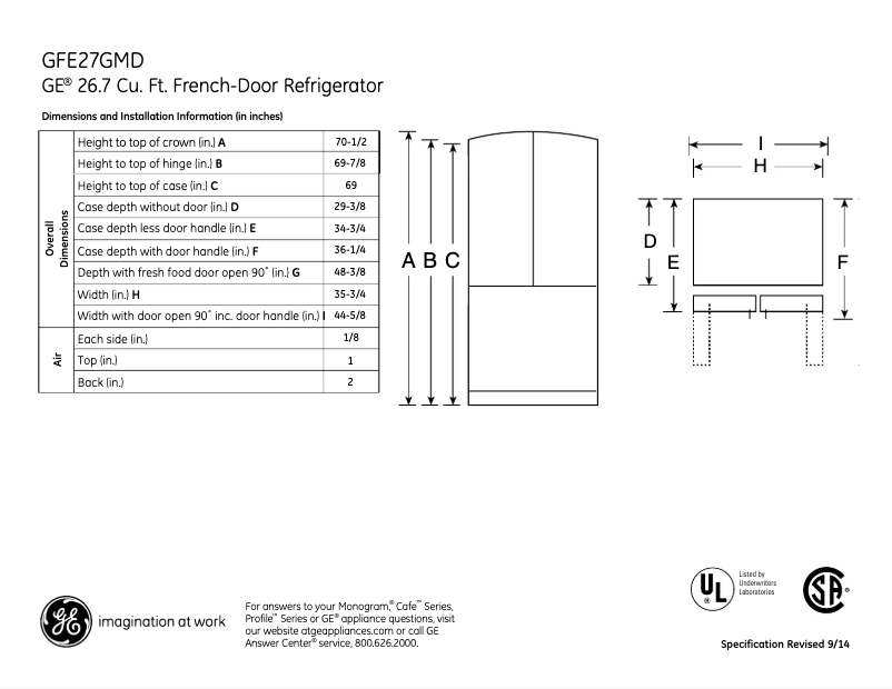Page 1 de la notice Fiche technique GE GFE27GMDES