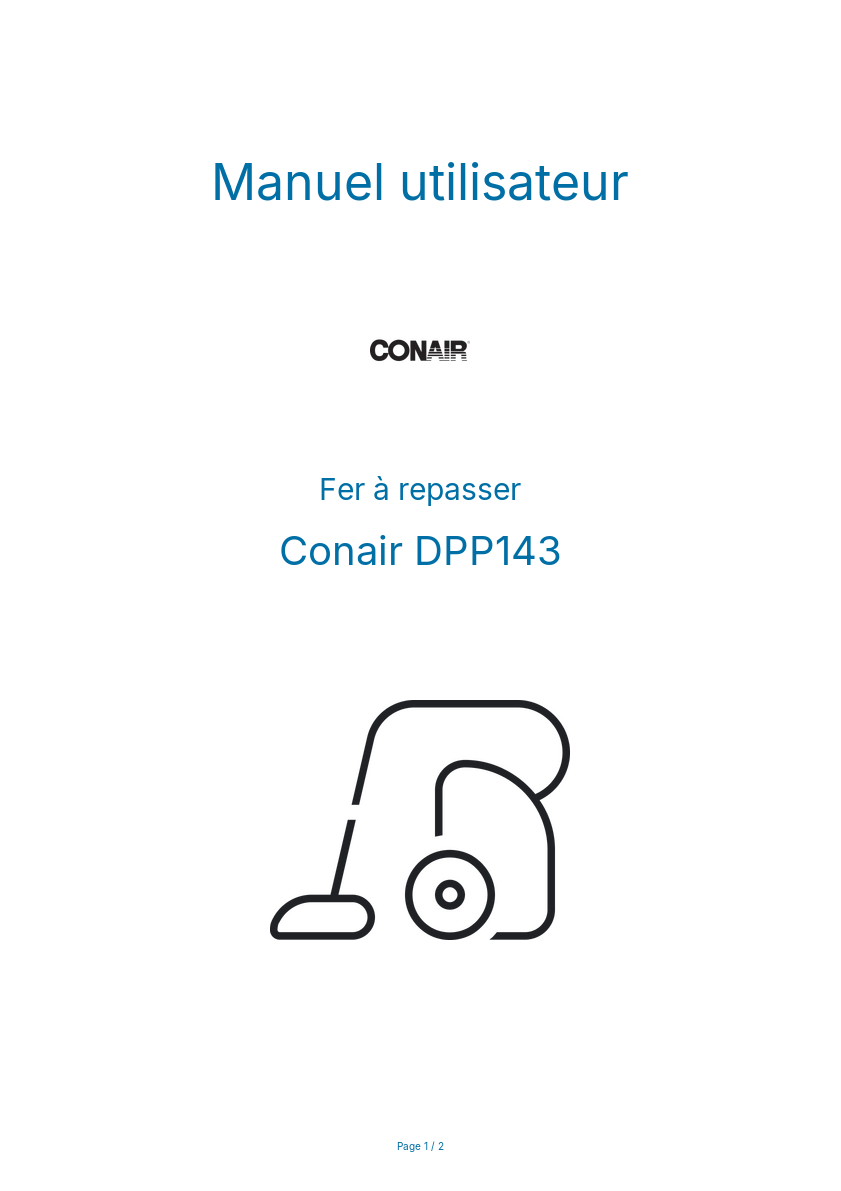 Page n°1 - Manuel utilisateur Conair DPP143