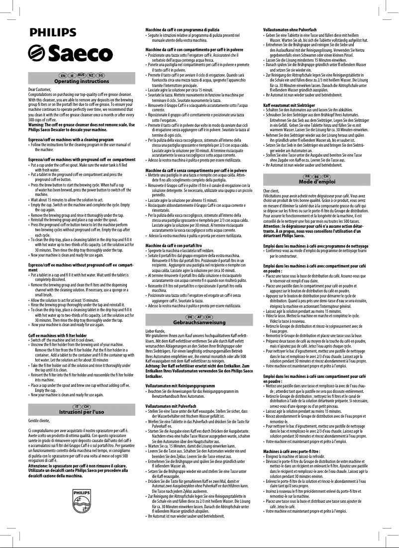 Page n°1 - Manuel utilisateur Philips CA6704