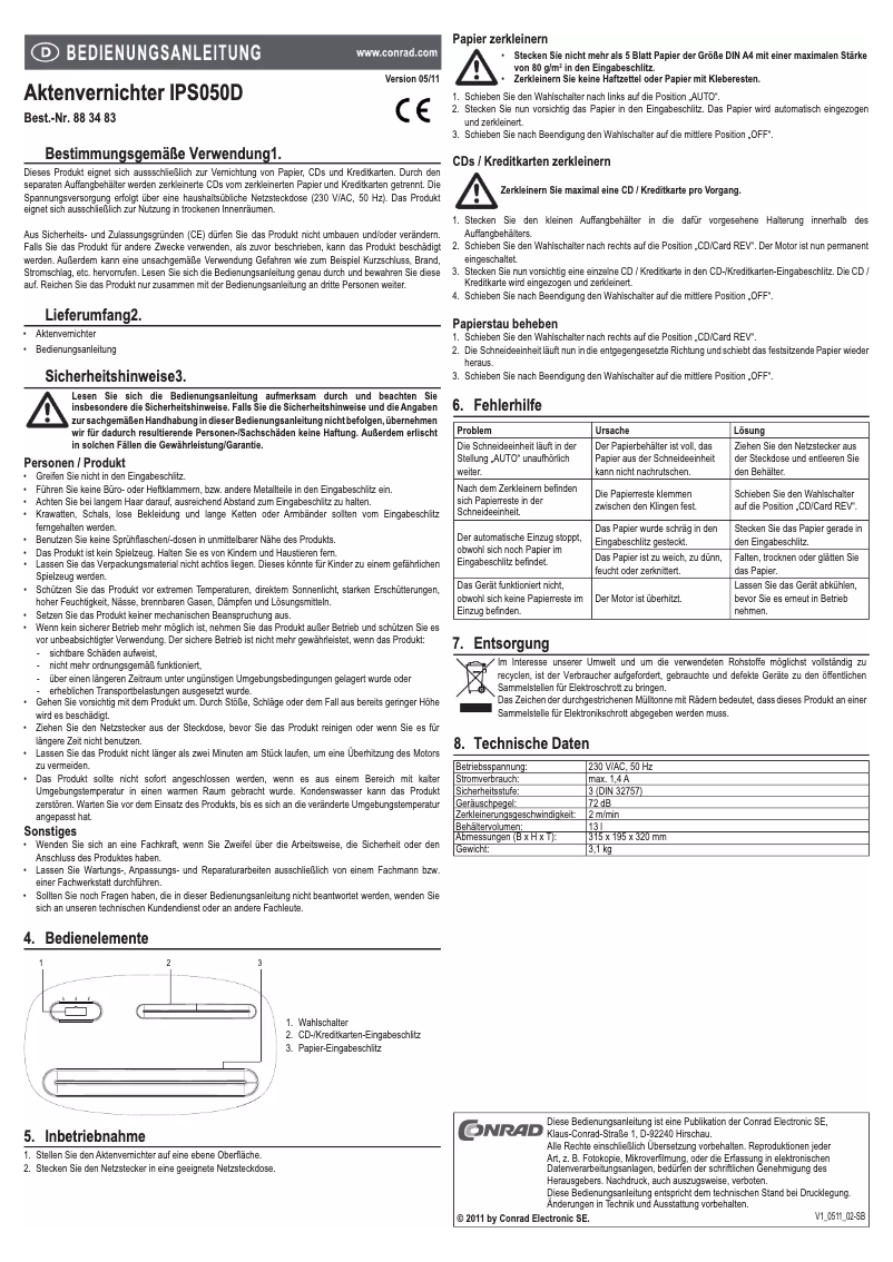 Image de la première page du manuel de l'appareil IPS050D