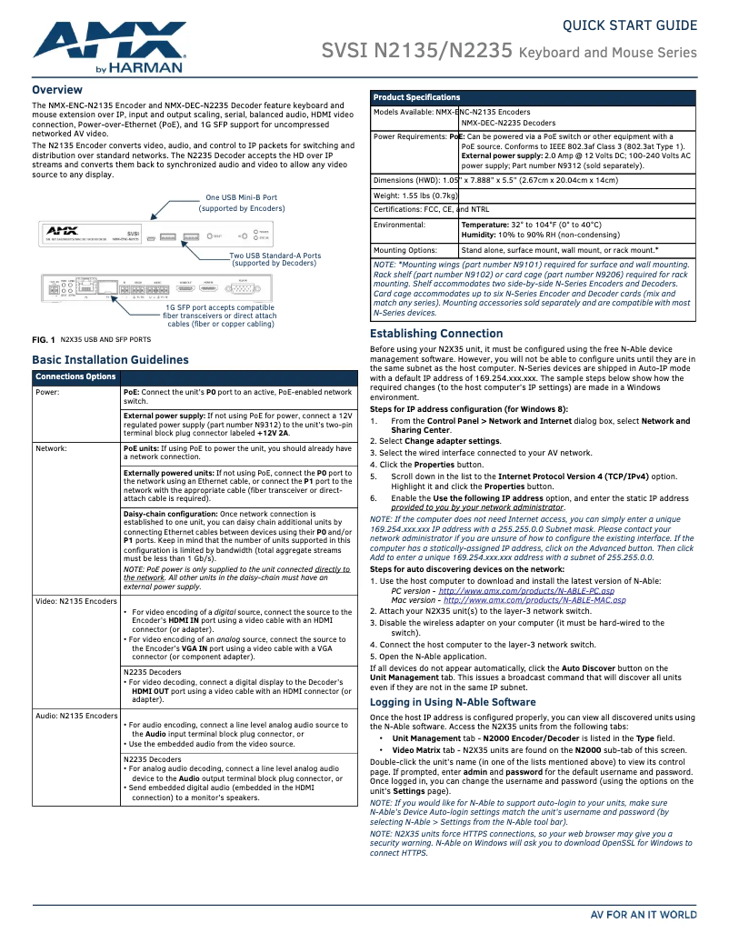 Image de la première page du manuel de l'appareil NMX-ENC-N2135