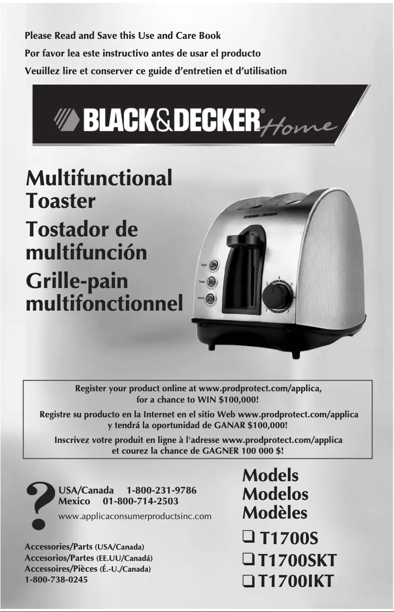 Page 1 de la notice Manuel utilisateur Black & Decker T1700IKT