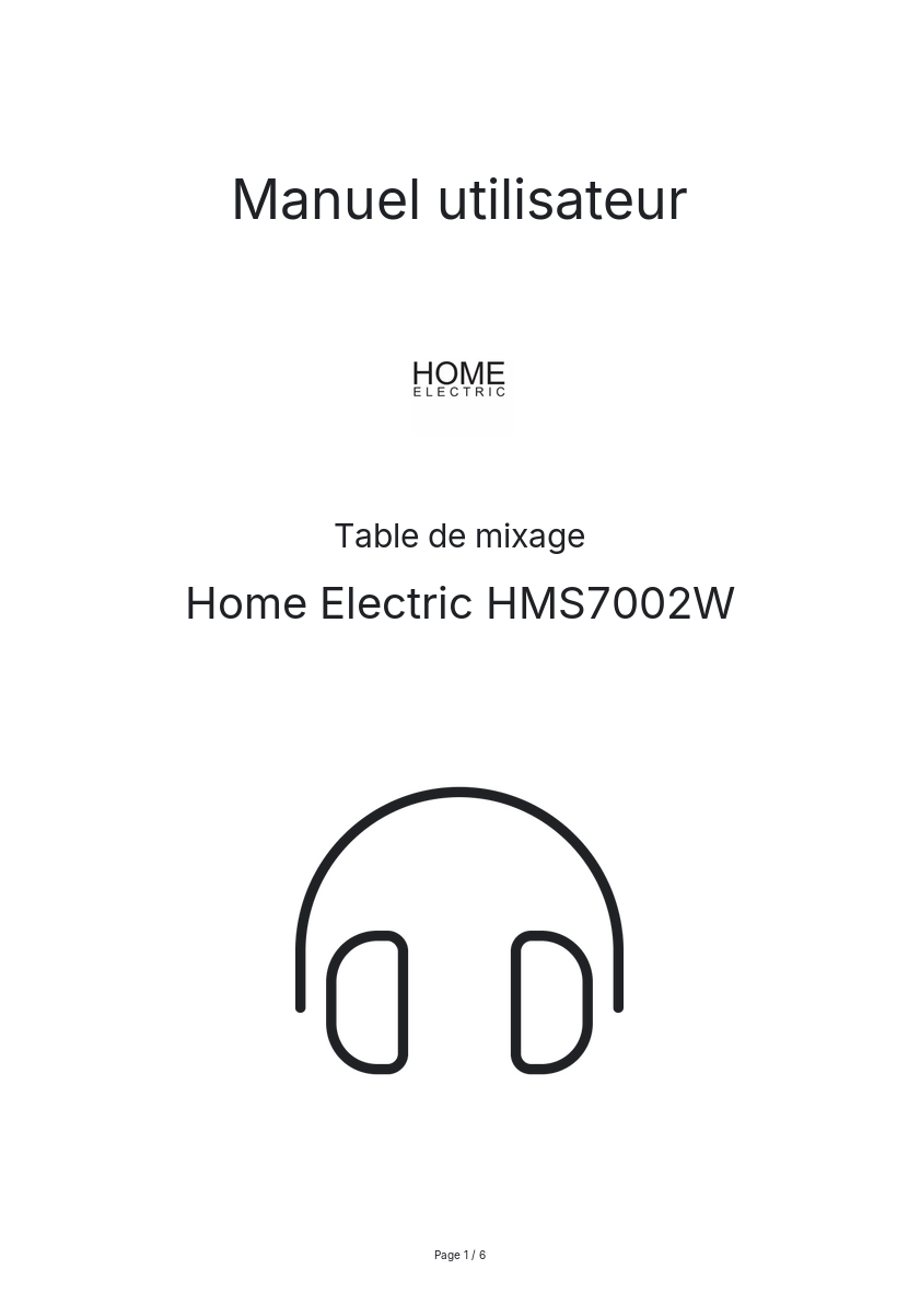 Page n°1 - Manuel utilisateur Home Electric HMS7002W