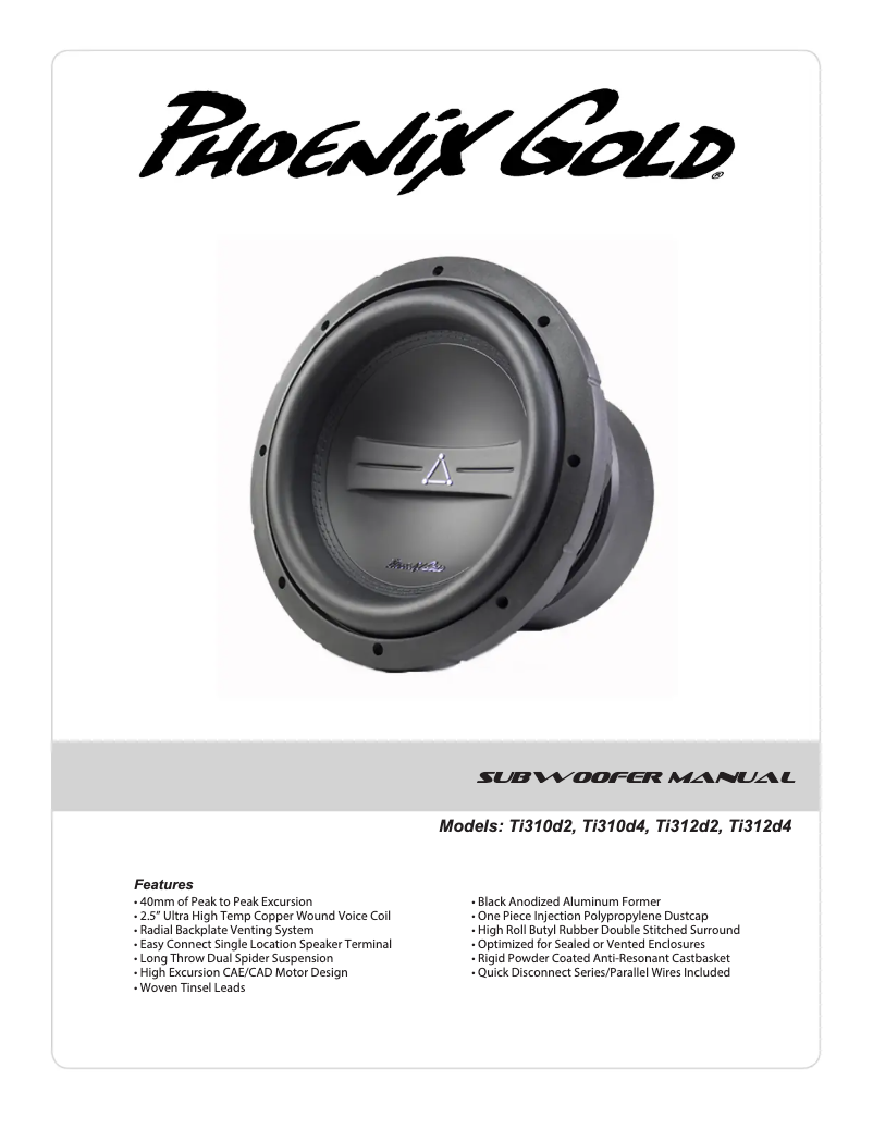 Page 1 de la notice Manuel utilisateur Phoenix Gold Ti310d2