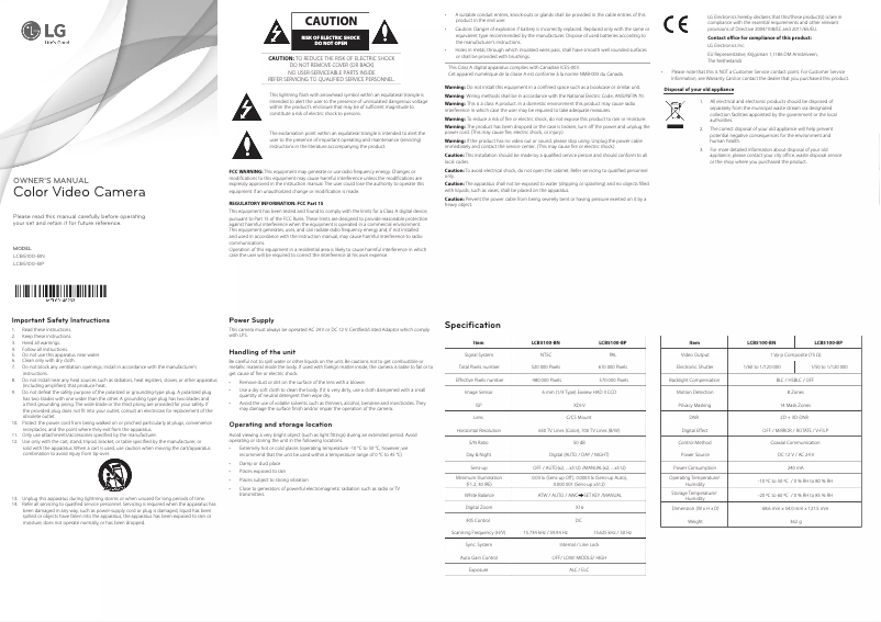 Page 1 de la notice Guide de démarrage rapide LG LCB5100-BP