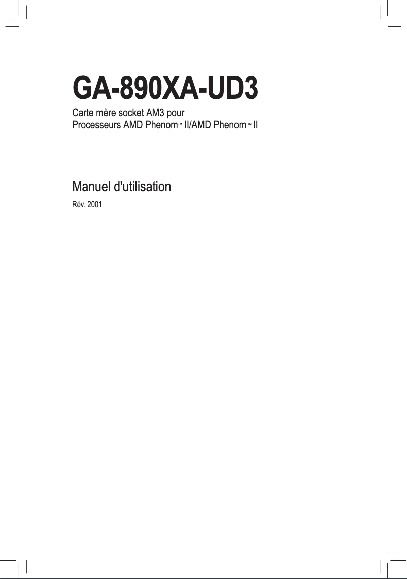 Page n°1 - Manuel utilisateur Gigabyte GA-890XA-UD3