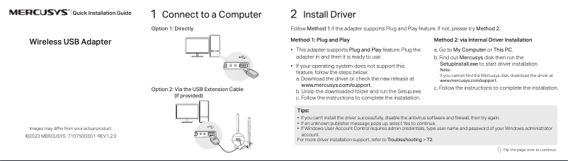 Page 1 de la notice Guide d'installation Mercusys MA30N