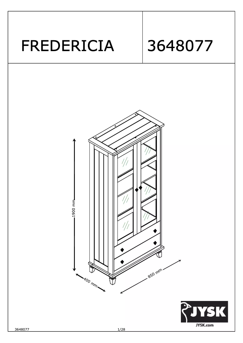 Page 1 de la notice Manuel utilisateur JYSK Fredericia