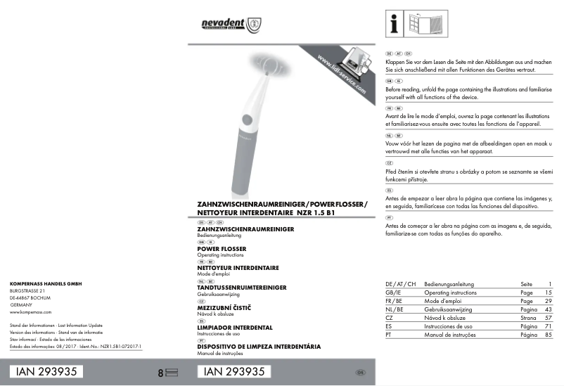 Image de la première page du manuel de l'appareil NZR 1.5 B1