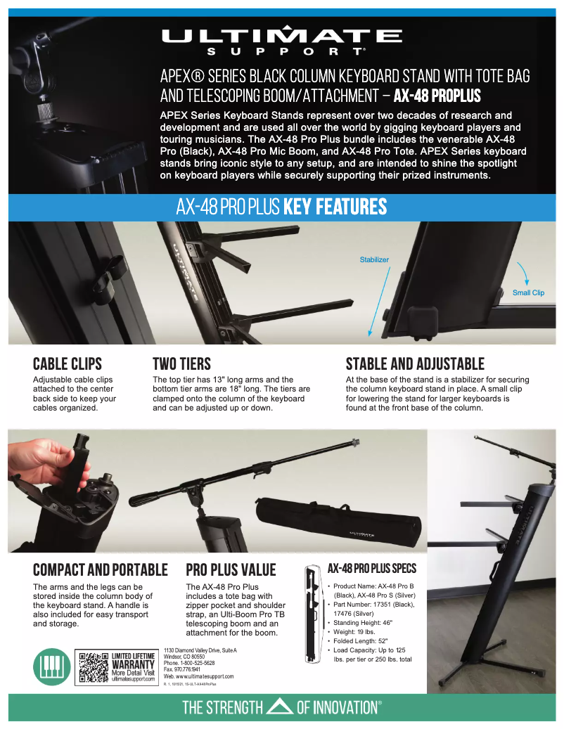 Page n°1 - Manuel utilisateur Ultimate Support APEX AX-48 Pro Plus
