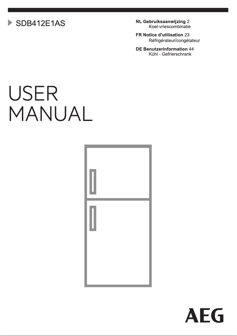 Page 1 de la notice Manuel utilisateur AEG SDB412E1AS