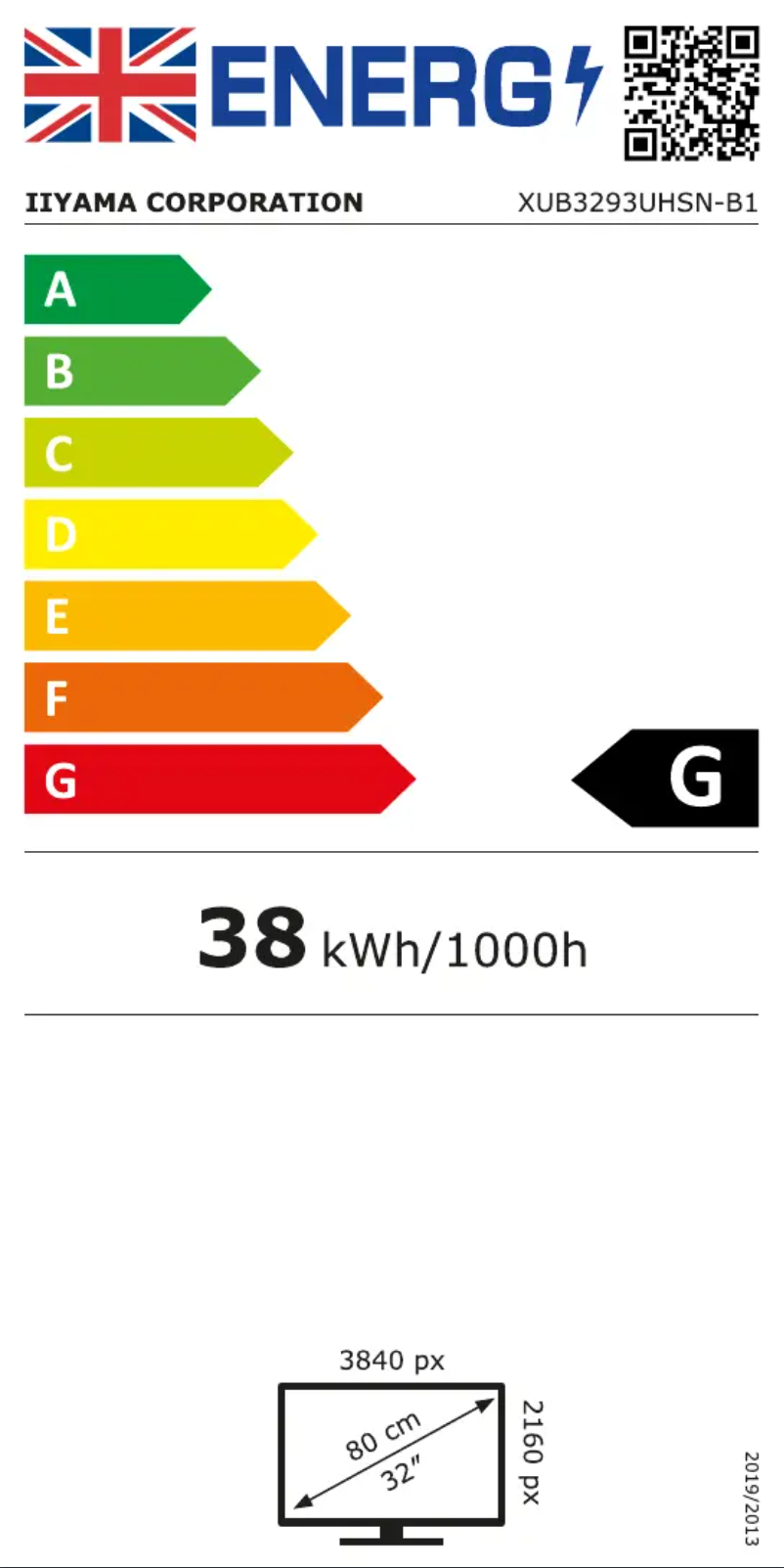 Página 1 del manual Etiqueta energética Iiyama ProLite XUB3293UHSN