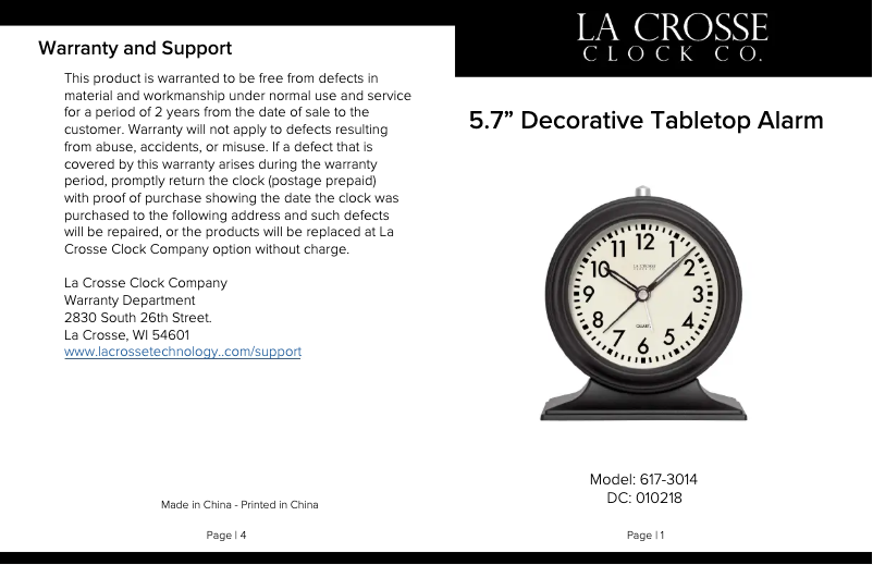 Page 1 de la notice Manuel utilisateur La Crosse Technology 617-3014