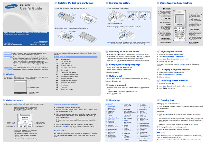 Page n°1 - Manuel utilisateur Samsung SGH-B200
