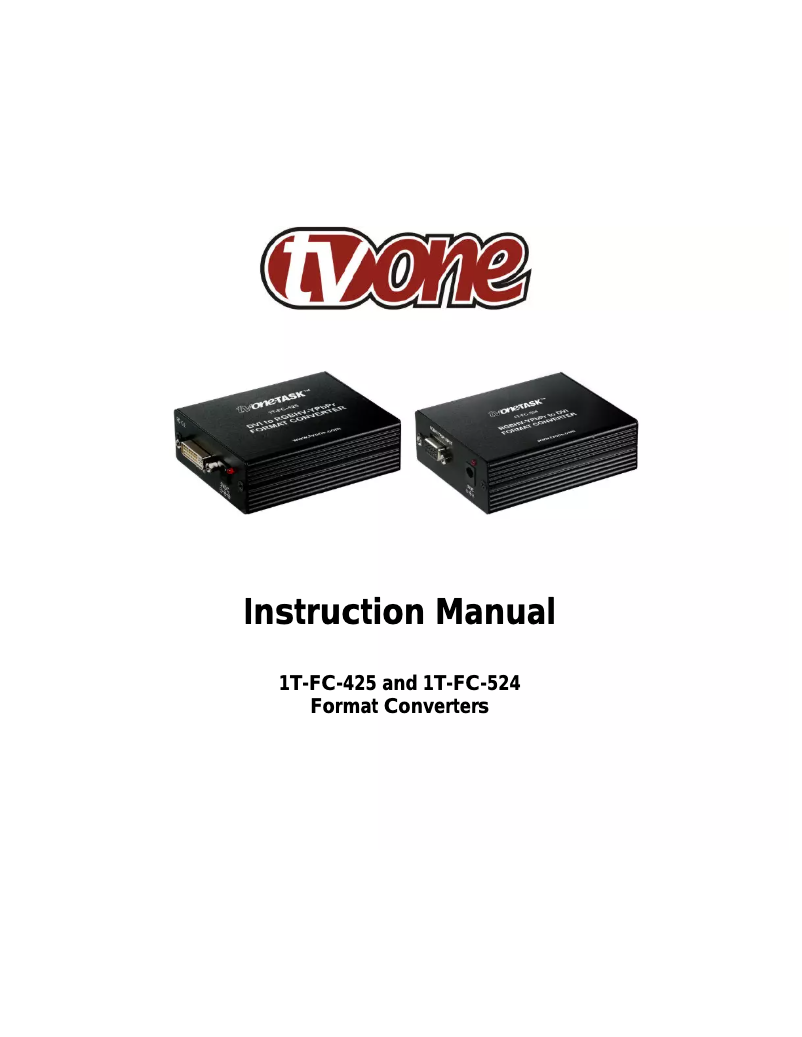 Page n°1 - Manuel utilisateur TV One 1T-FC-524
