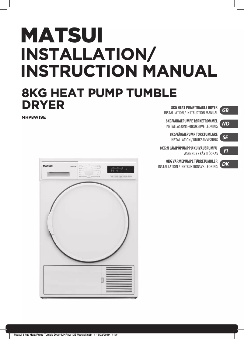 Page n°1 - Manuel utilisateur Matsui MHP8W19E