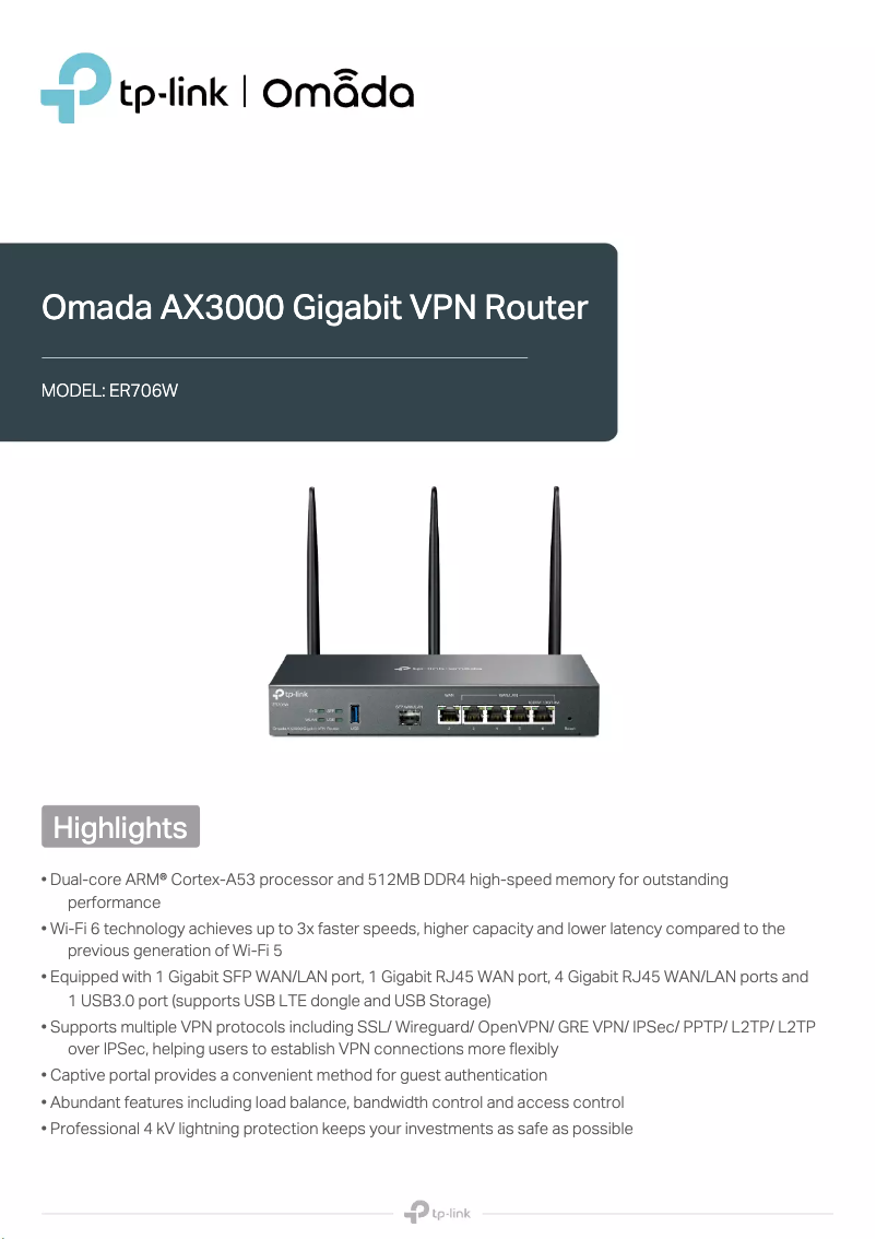 Página 1 del manual Ficha técnica TP-Link ER706W