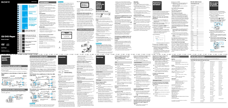 Page 1 de la notice Manuel utilisateur Sony DVP-PQ2
