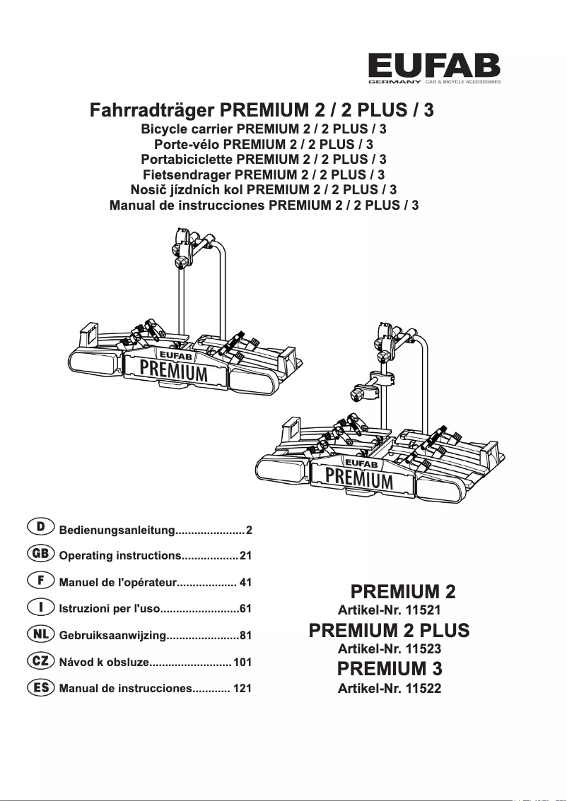 Page n°1 - Manuel utilisateur Eufab Premium II