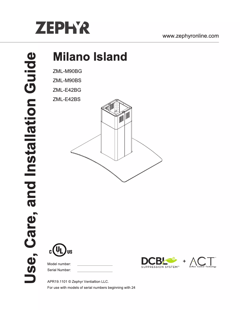 Image de la première page du manuel de l'appareil Milano Island ZML-E42BG