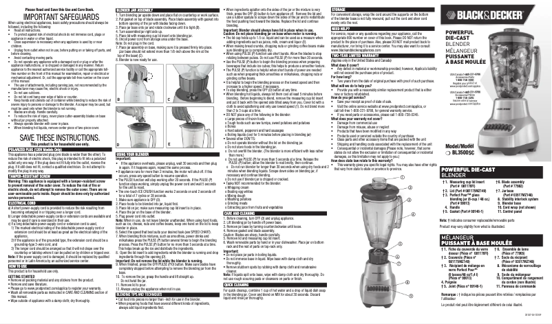 Image de la première page du manuel de l'appareil BL3500SC