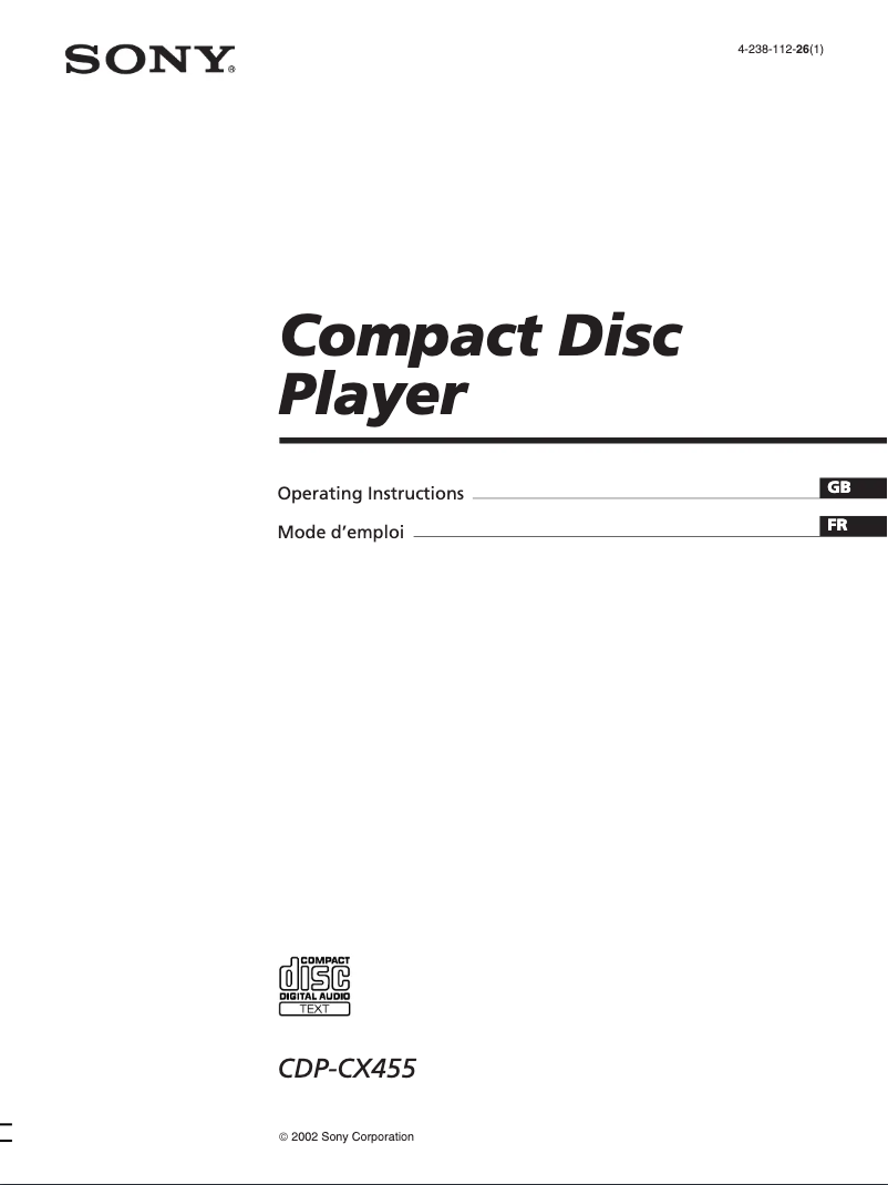 Page 1 de la notice Manuel utilisateur Sony CDP-CX455