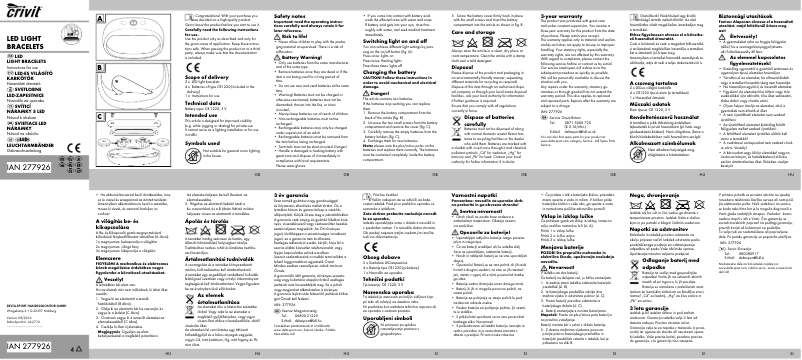 Page 1 de la notice Manuel utilisateur Crivit IAN 277926