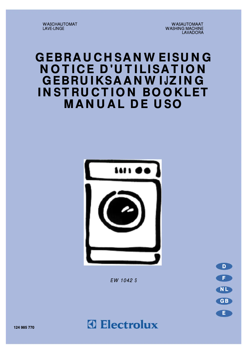 Page 1 de la notice Manuel utilisateur Electrolux EW 1042