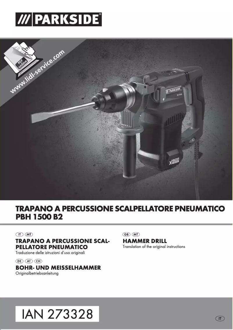 Page n°1 - Manuel utilisateur Parkside PBH 1500 B2