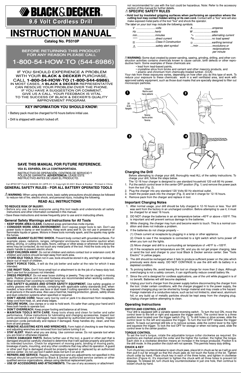 Page n°1 - Manuel utilisateur Black & Decker PS310